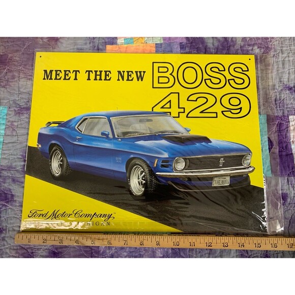 Ford Mustang Boss 429 Tin Metal Sign Man Cave Garage Decor 12.5 x 16 Inch - Picture 2 of 3